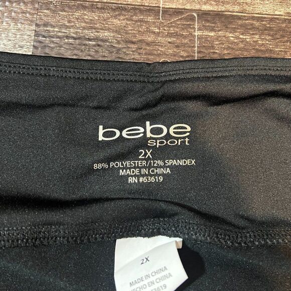 NWT BEBE SPORT Women's Black LUREX STRIPE LEGGINGs - Picture 5 of 6